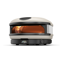 Bone Gozney Arc XL gas pizza oven viewed at a slight angle with a lit flame and 450°C display.