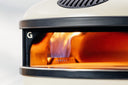 Close-up of the gas burner flame inside a Bone Gozney Arc XL oven.