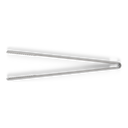Overhead view of open Gozney stainless steel fuel tongs.