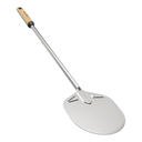 Gozney Utility Turning Peel, three-quarter view with the wooden grip at the upper left