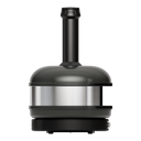 Left side view of the Gozney Dome Gen 2 in Off Black with black chimney and stainless steel body band.