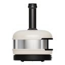 Left side view of the Gozney Dome XL Gen 2 in Bone with black chimney and stainless steel body band.