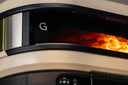 Close-up of flames inside the opening of a Bone Gozney Dome Gen 2 oven.