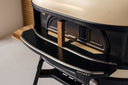 Close-up of the door with a wooden handle and black mantel on a Bone Gozney Dome Gen 2.
