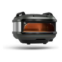 Gozney Tread in Off Black, slight three-quarter front view with the cooking chamber lit